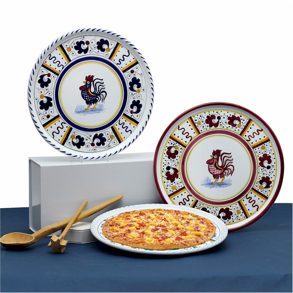 ORVIETO BLUE ROOSTER: Deruta Pizza Plate - Cake or Cheese Platter