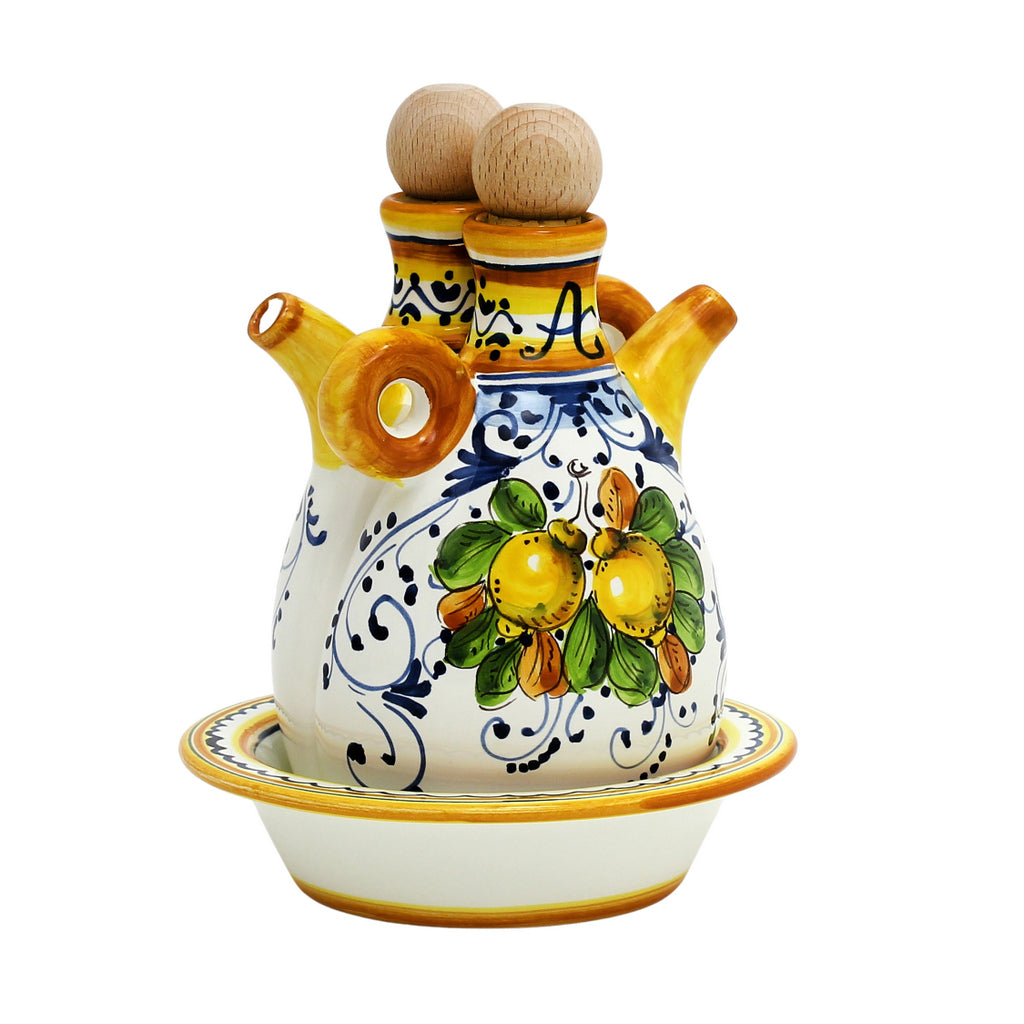 LIMONCINI : Ensemble huile et vinaigre « The Better Half » avec plateau/soucoupe