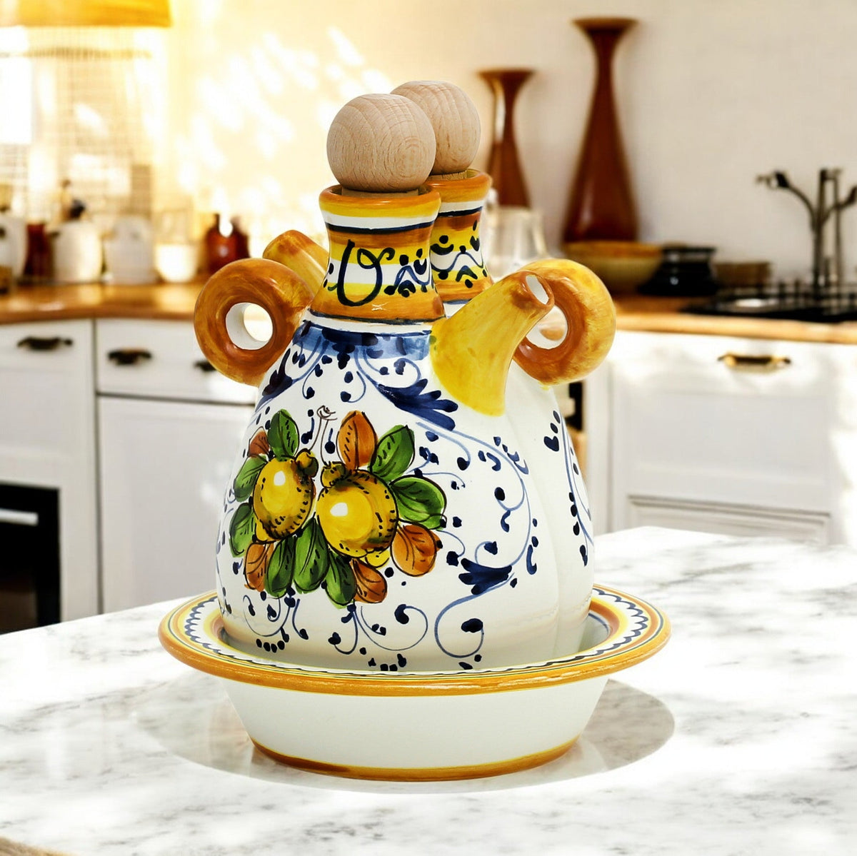 LIMONCINI : Ensemble huile et vinaigre « The Better Half » avec plateau/soucoupe