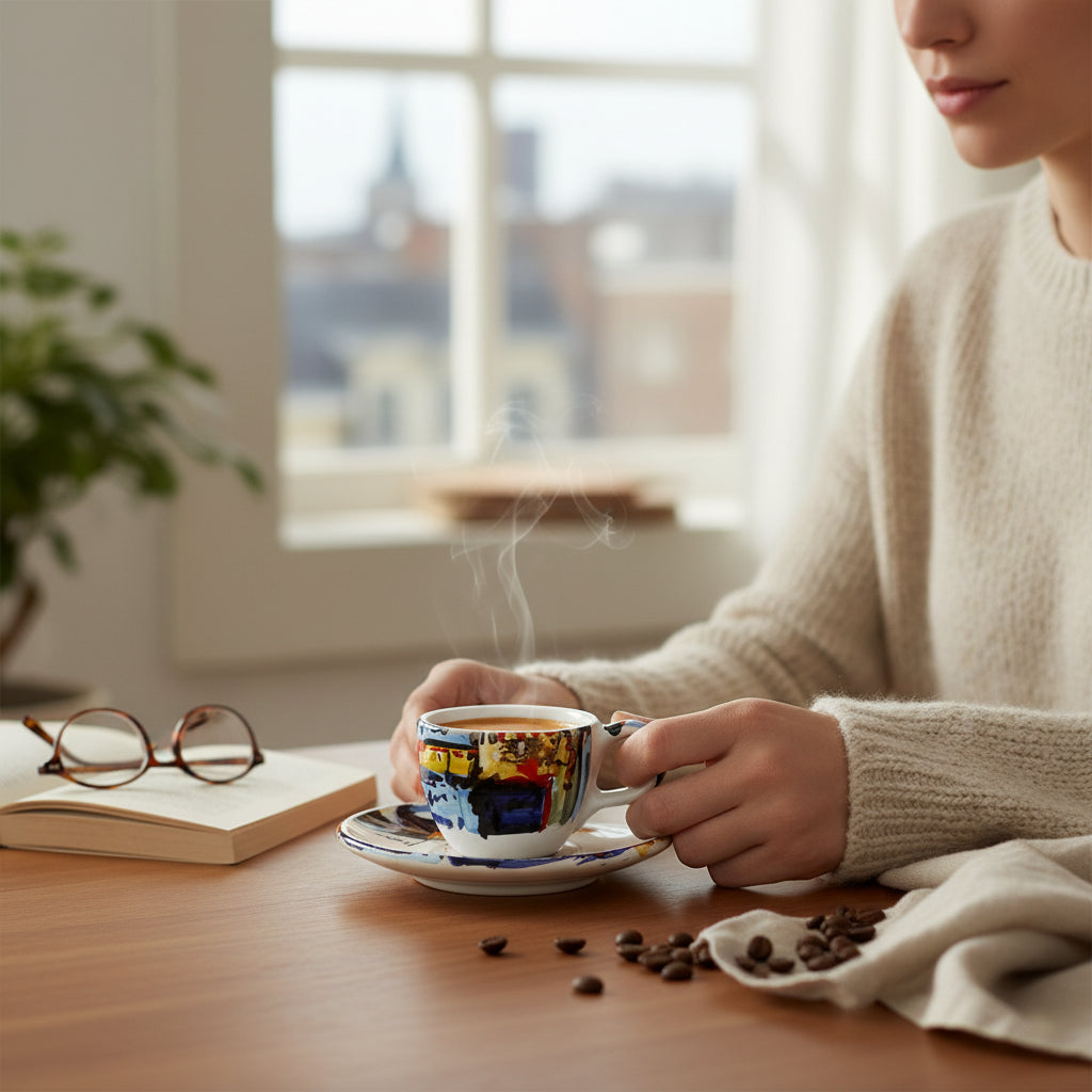MODERNA: Espresso Coffee Cup and Saucer - Crisalide Design by L. Centinaro