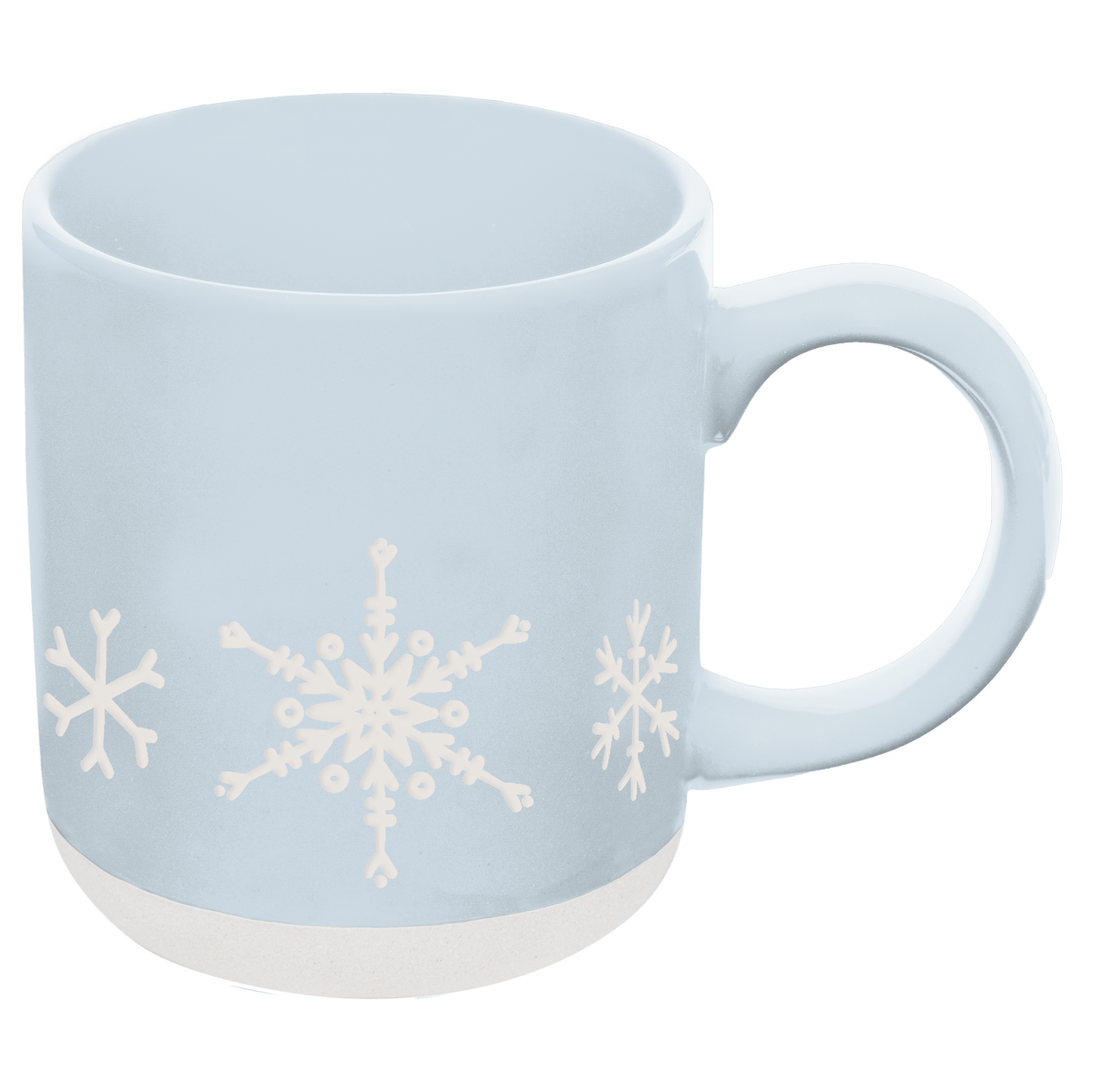 Mug à café en grès bleu avec flocons de neige, 415 ml