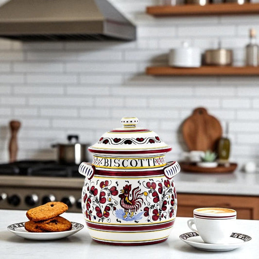 ORVIETO RED ROOSTER: Traditional Biscotti Jar