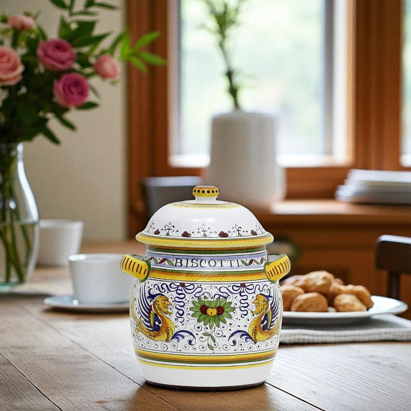 RAFFAELLESCO DELUXE: Traditional Deruta Biscotti Jar