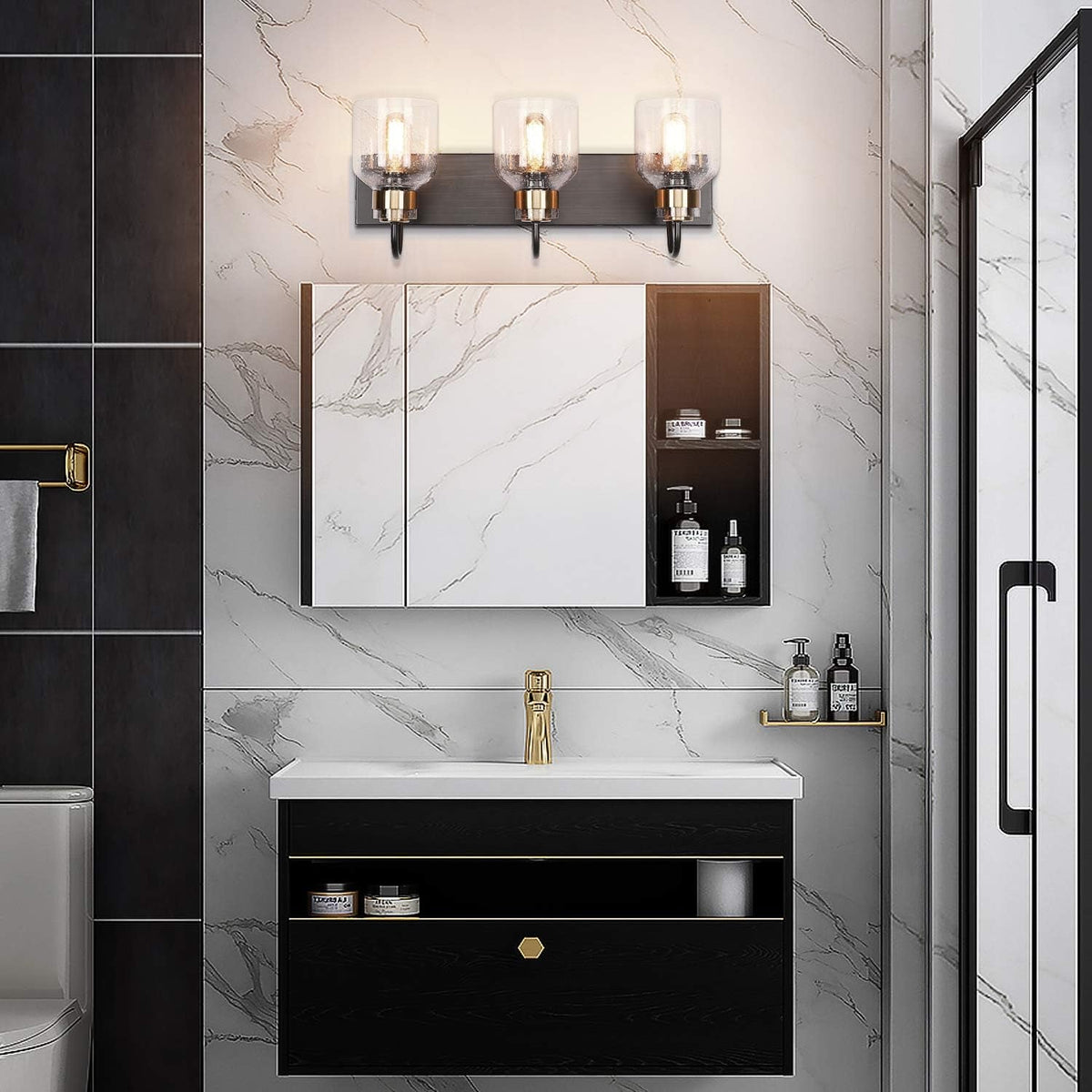 Applique de salle de bain vintage noire