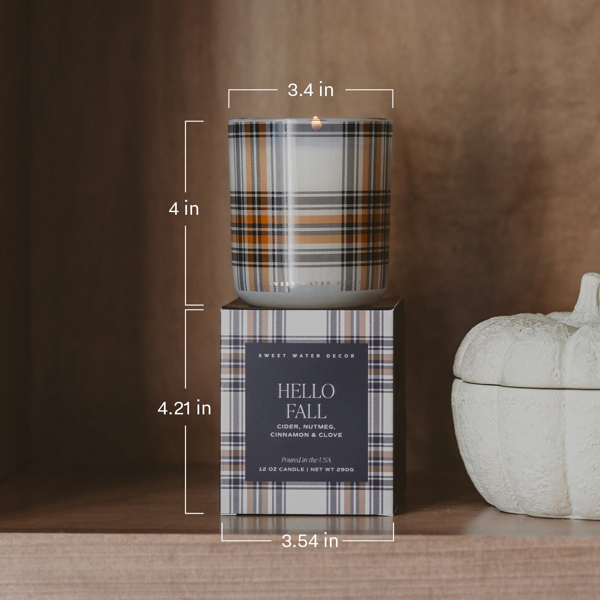 Bougie au soja Cozy Season - Pot en verre ambré dans une boîte - 340 g