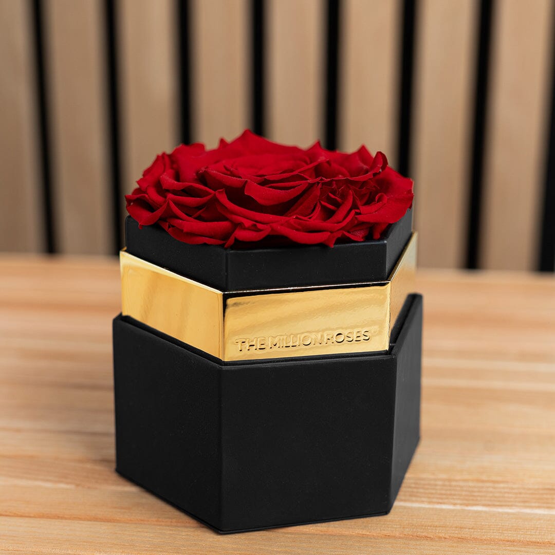 Coffret hexagonal noir One in a Million™ | Rose rouge