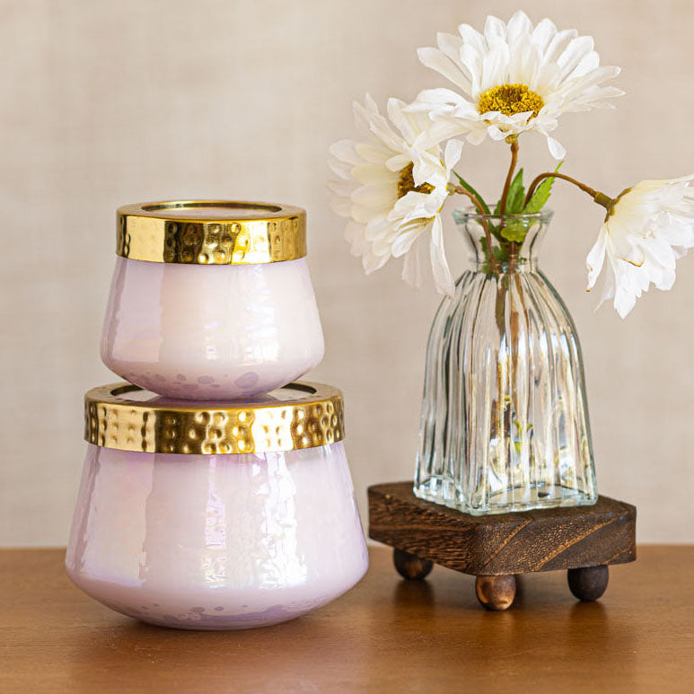 Petite Watercolor Pressed Floral Candle - Blackberry + Coconut