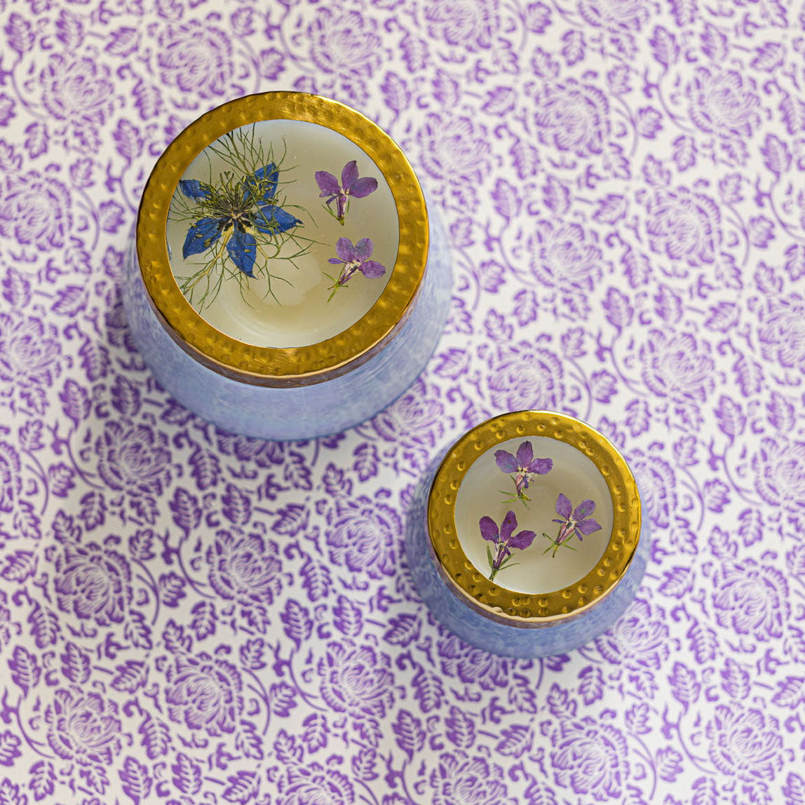 Accent Watercolor Pressed Floral Candle - Berry Fig
