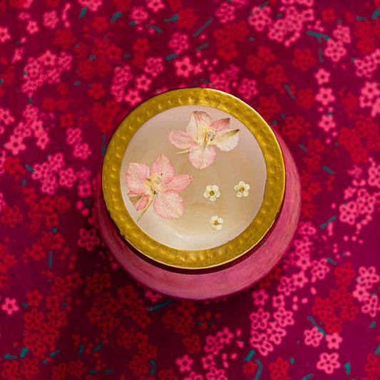 Bougie pressée aux fleurs aquarelle Accent - Fleur de lune