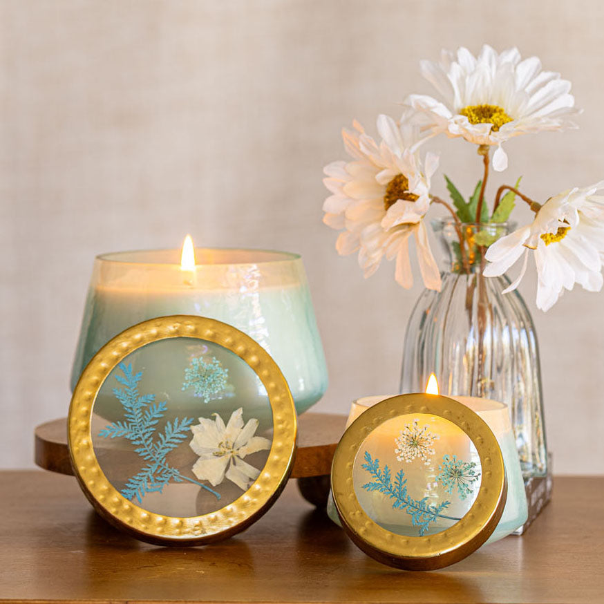Petite Watercolor Pressed Floral Candle - Pacific Coast