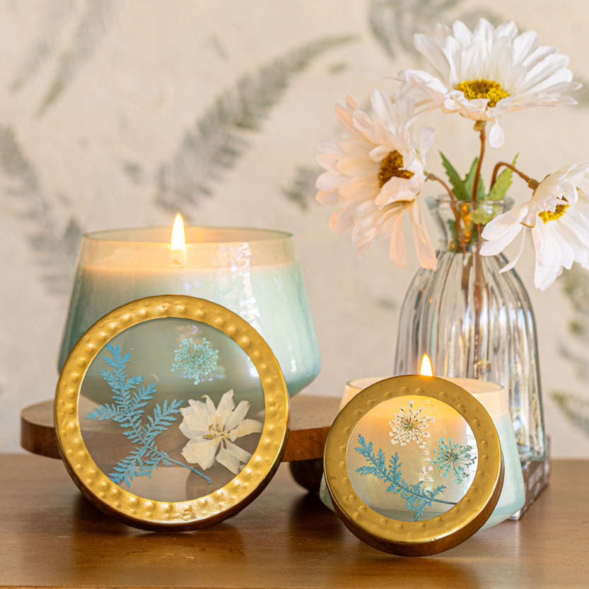 Petite Watercolor Pressed Floral Candle - Pacific Coast
