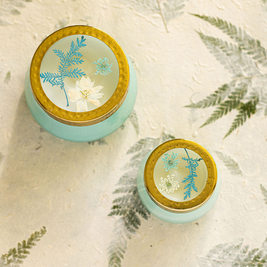 Petite Watercolor Pressed Floral Candle - Pacific Coast