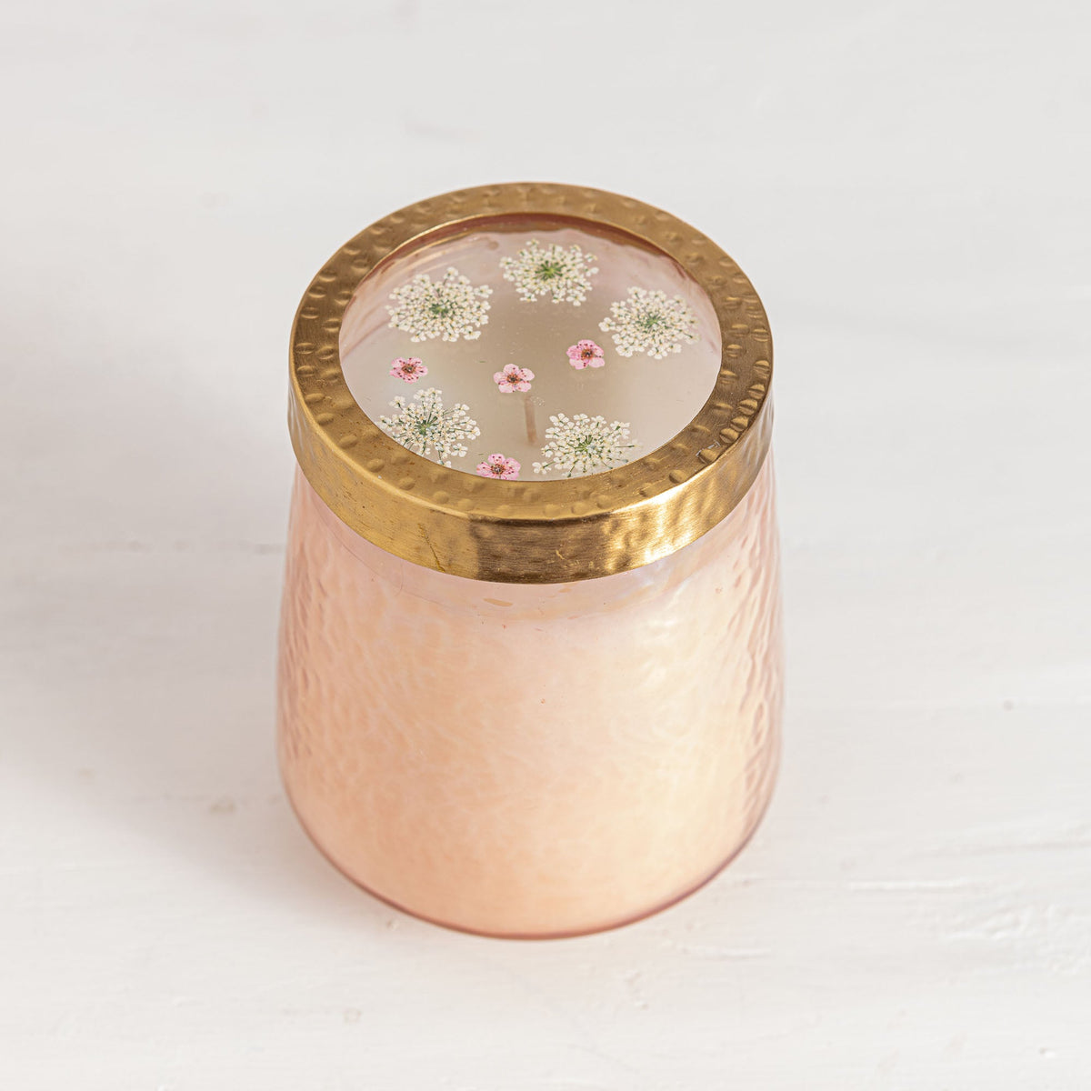 Rose + Oud Tall Watercolor Pressed Floral Candle
