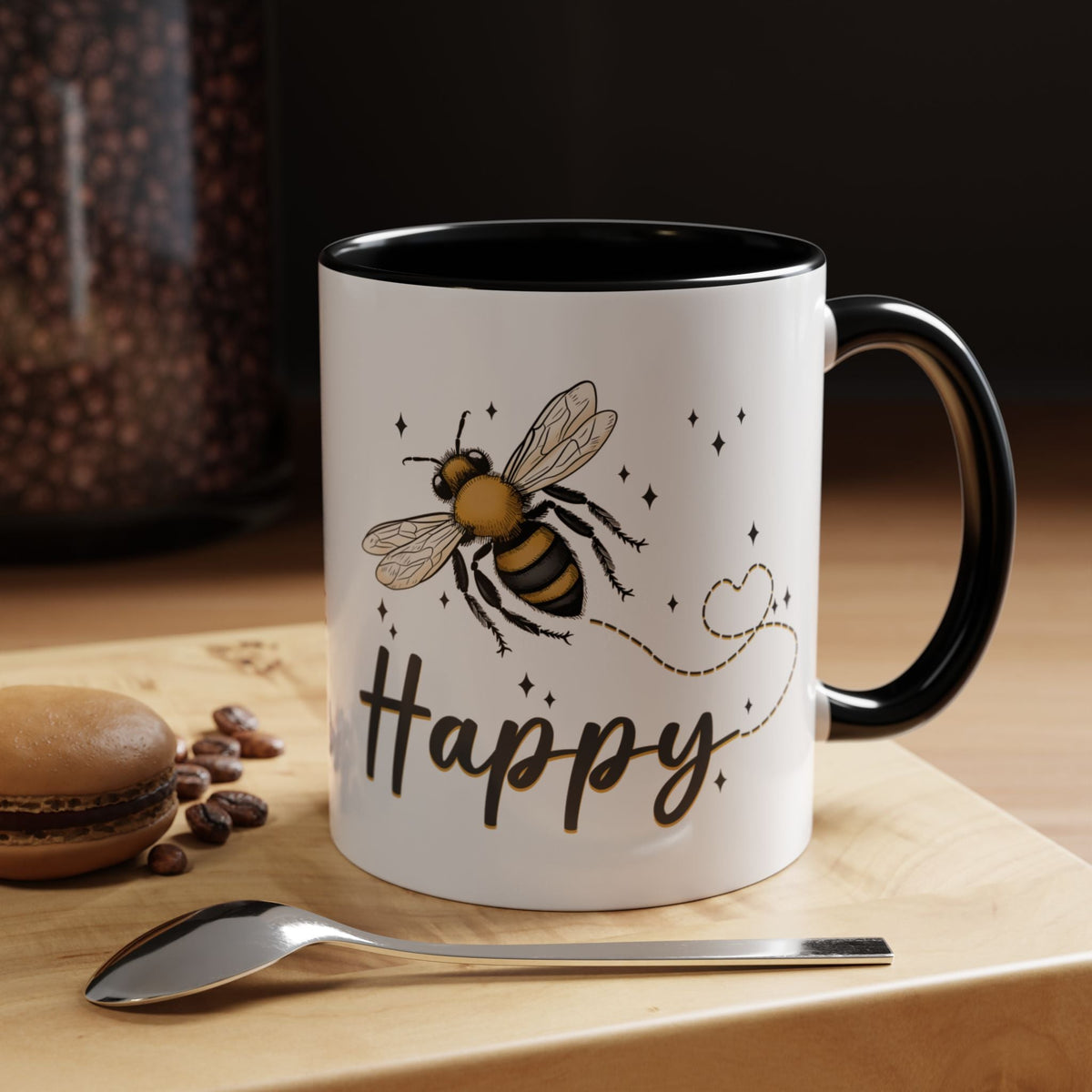Mug en céramique abeille fantaisie « Bee Happy » - Mug à café style cottage