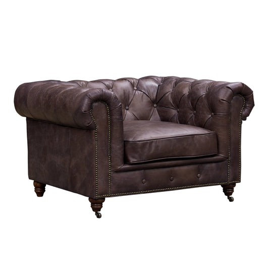 Fauteuil Chesterfield Century - cuir marron foncé