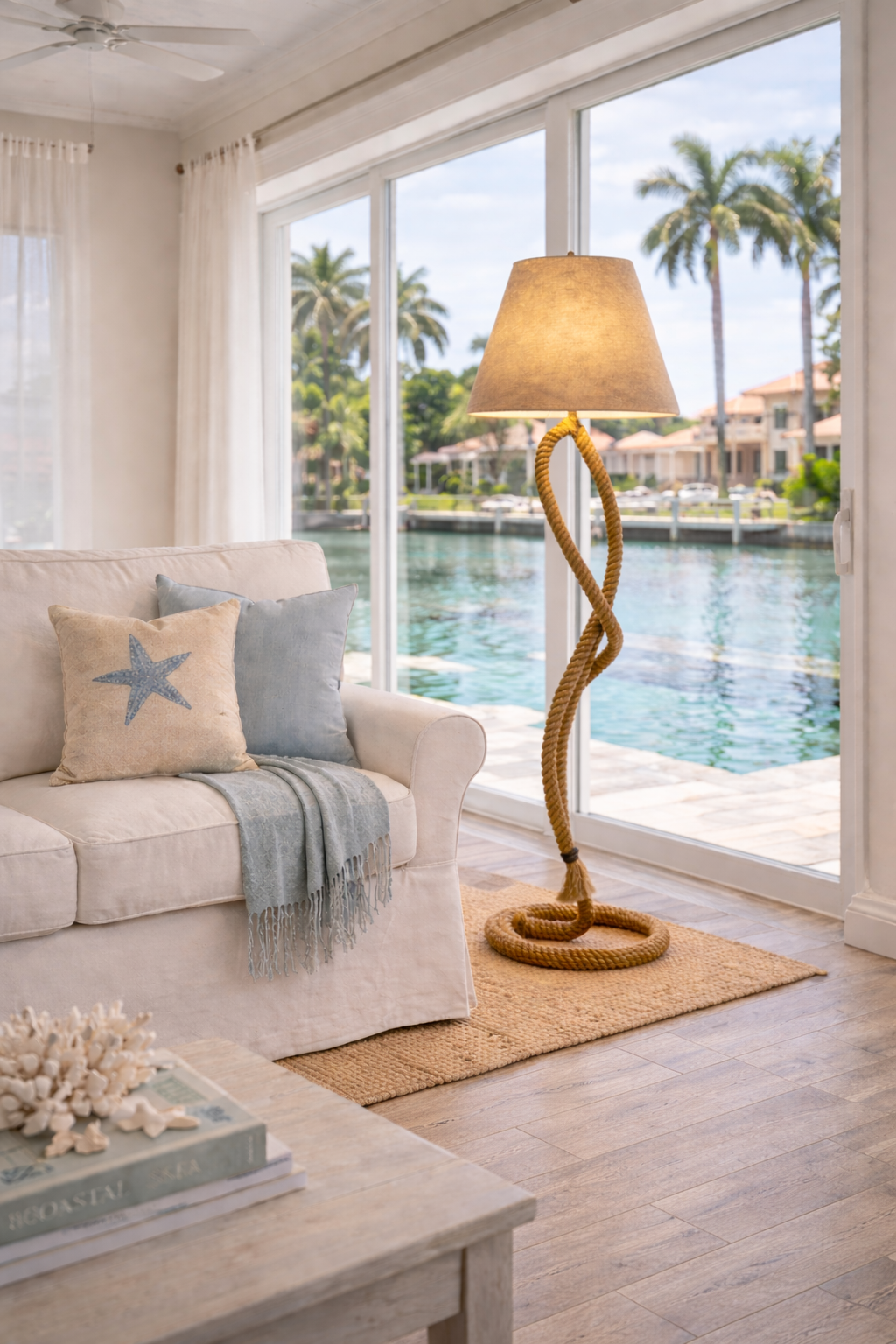Rope Floor Lamp with Jute Shade
