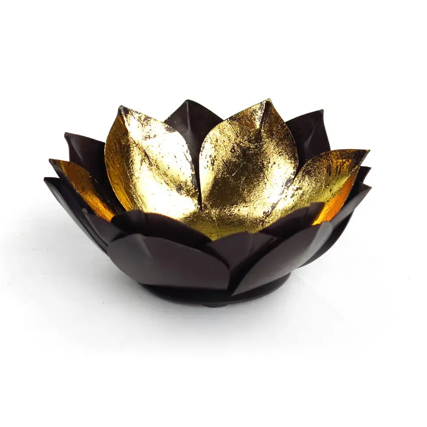 Bougeoir lotus en métal doré - Petit