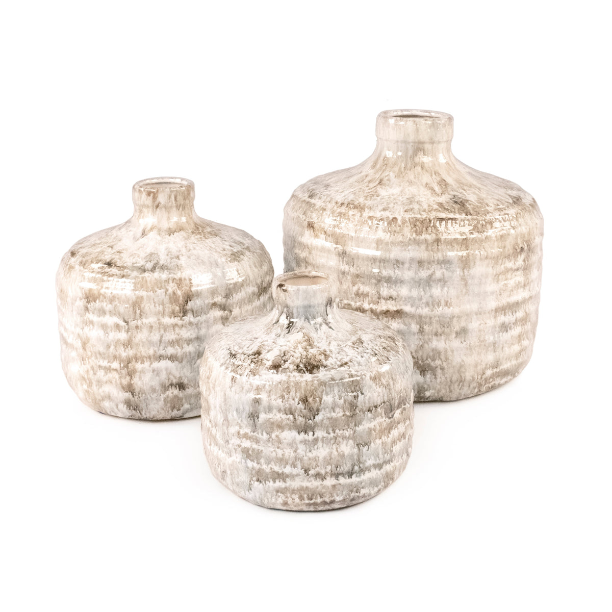 Round Rustic Glazed Ceramic Jar