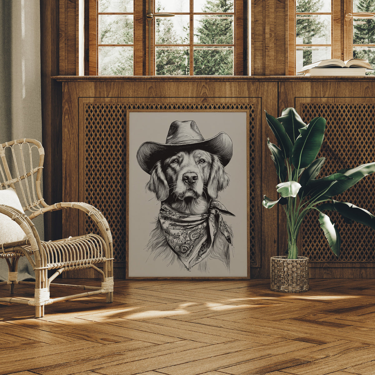 Le regard inébranlable d'un cow-boy canin