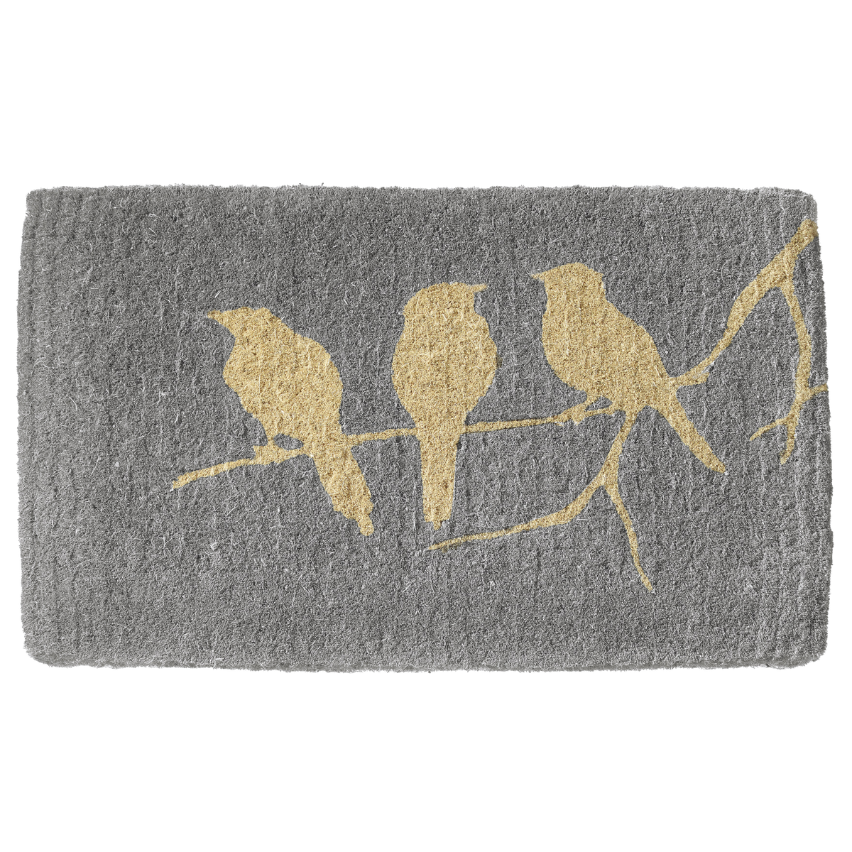 Paillasson en fibre de coco gris - Oiseaux sur branche