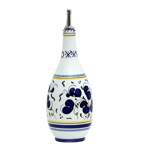 ORVIETO BLUE ROOSTER: Olive Oil Bottle Dispenser with Metal Capped Pourer