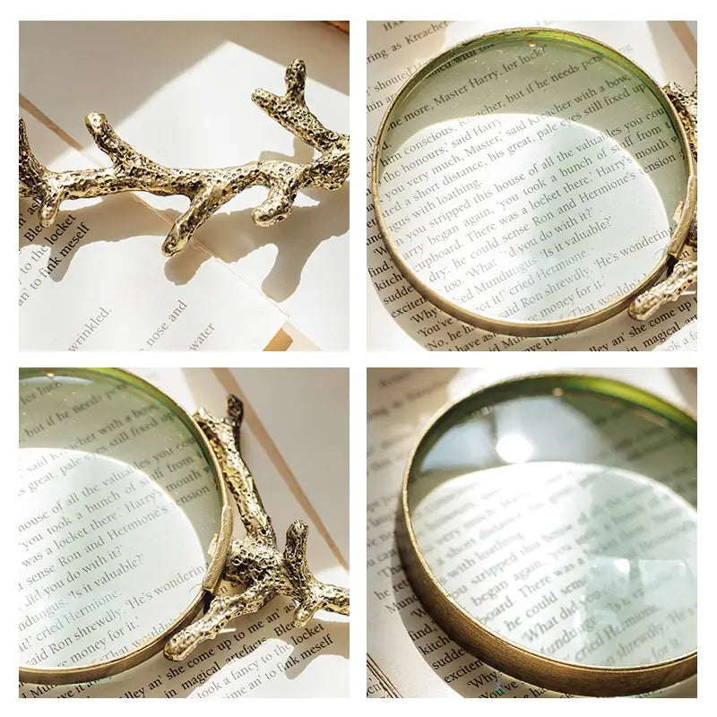 Antique Style Gold Branch Handle Magnifying Glass