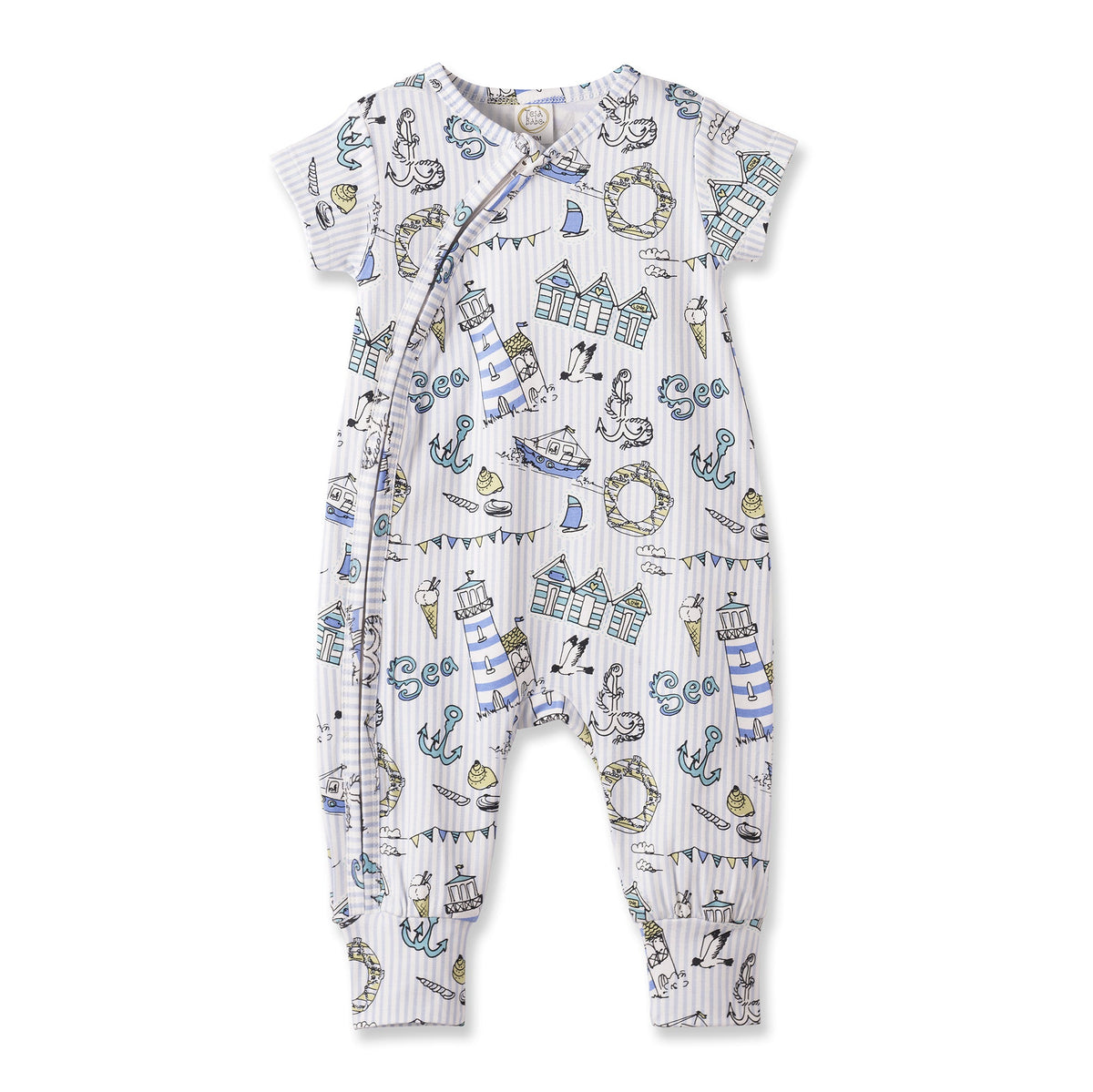 Tuta con zip Seashore Baby – Bambù con polsini convertibili