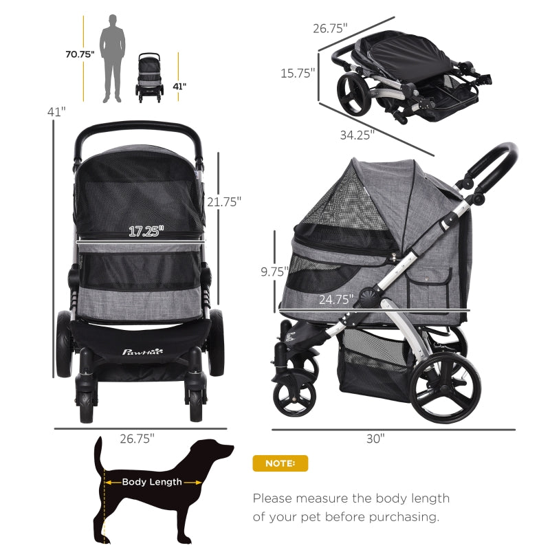 Passeggino da viaggio per animali domestici con maniglione regolabile