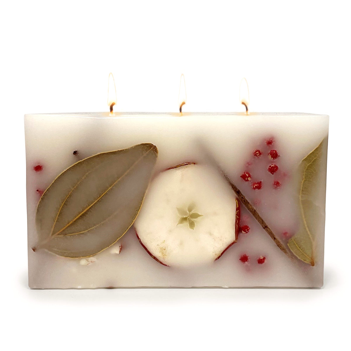 Candela botanica rettangolare a 3 stoppini Harvest Cider