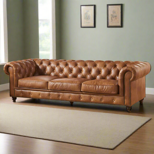 Divano Chesterfield Century - Pelle marrone chiaro