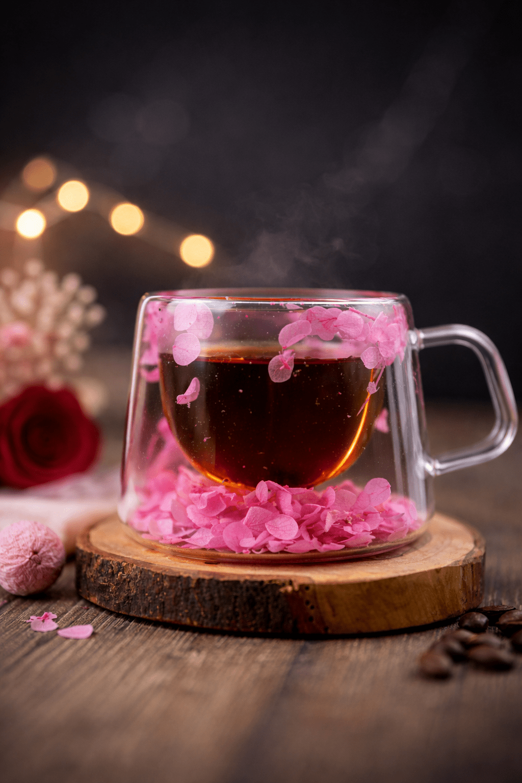 Double Glass Handcrafted Flower Glass Cup Mugs with Dried Flowers - Unique Floral Tea & Coffee Mug