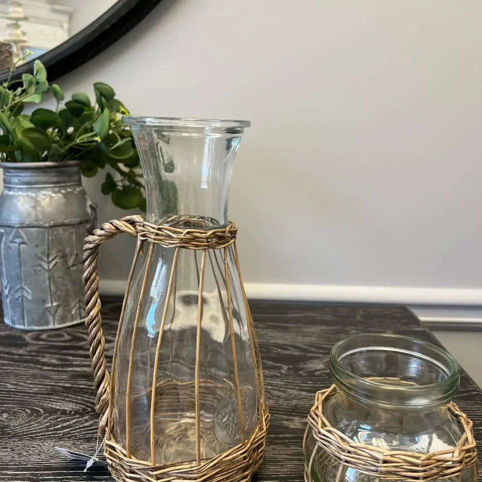 WILLOW WRAPPED GLASS PITCHER