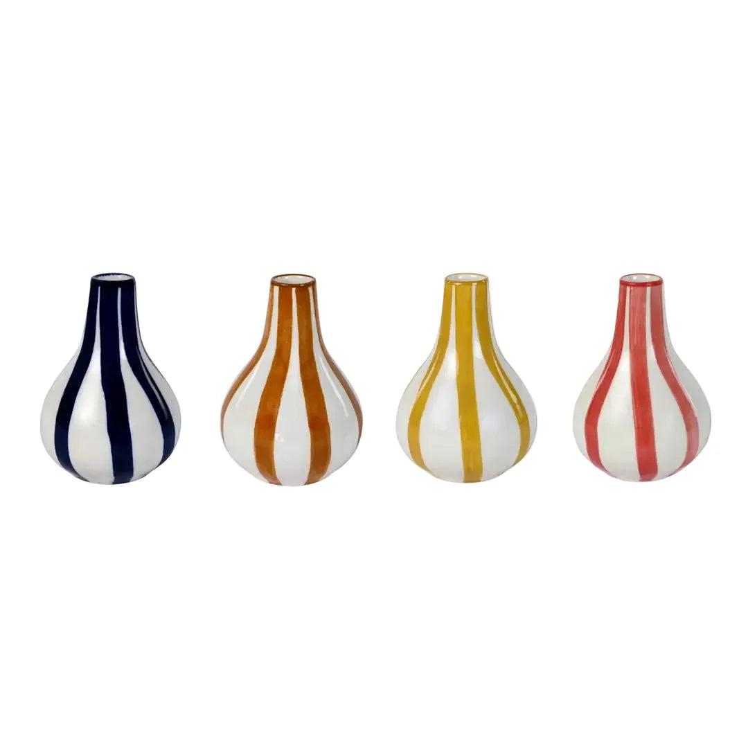 Yellow Stripe Bud Vase | Handpainted Ceramic