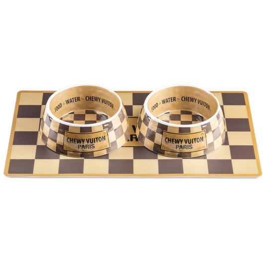 Tan Checker Chewy Vuiton Placemat - Dog Mat