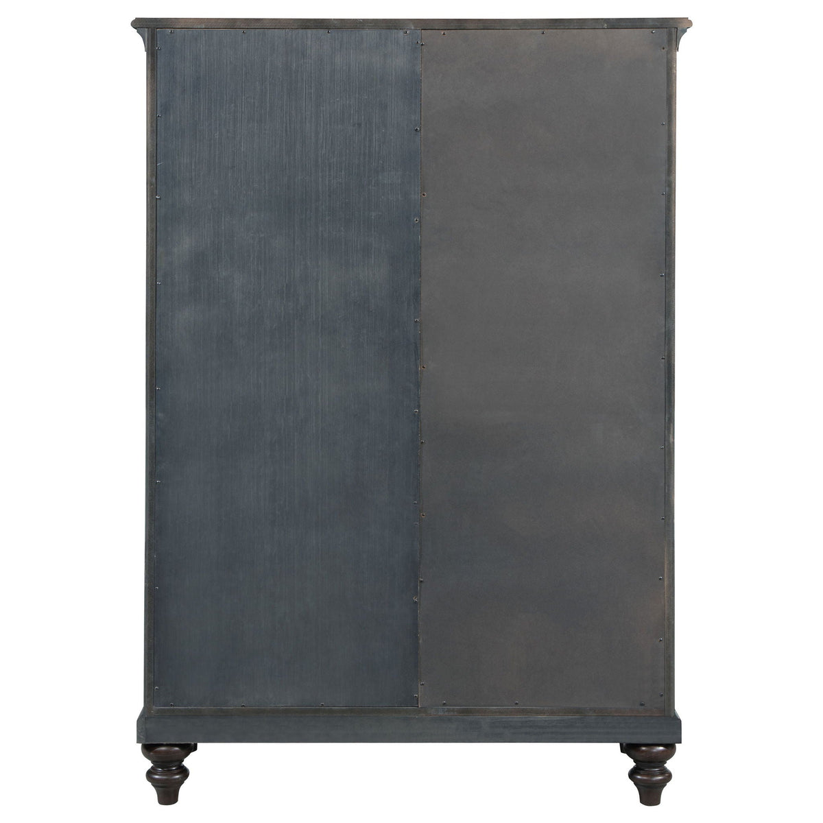Commode Andover à 6 tiroirs avec porte en verre trempé, chêne foncé