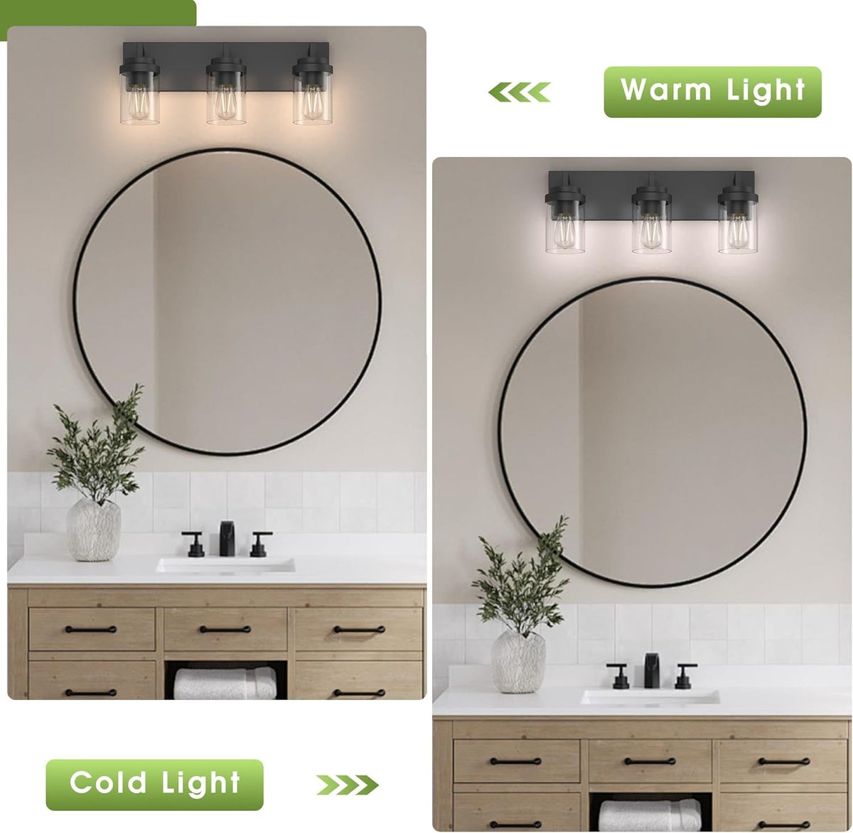 Lampada da specchio con paralume in vetro trasparente