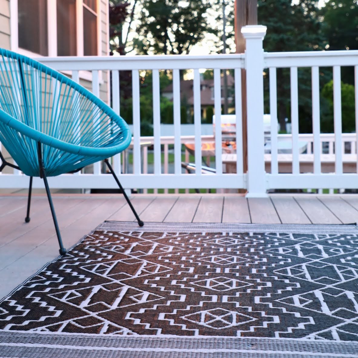 Kilimanjaro - Black Geometric Outdoor Rug for Patio FINAL SALE