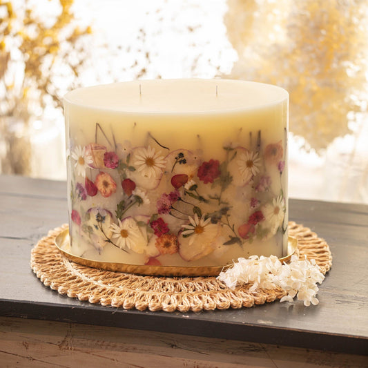 Candela botanica Centerpiece - Rosa e albicocca