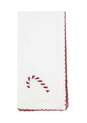 Serviettes de table en tissu à point de feston avec couronne de fêtes brodée