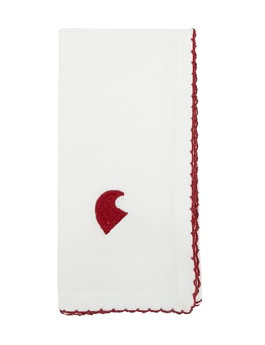 Serviettes de table en tissu à point de feston avec couronne de fêtes brodée