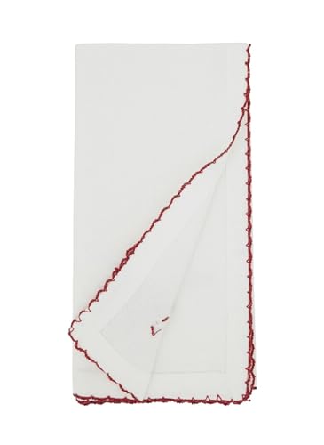 Serviettes de table en tissu à point de feston avec couronne de fêtes brodée