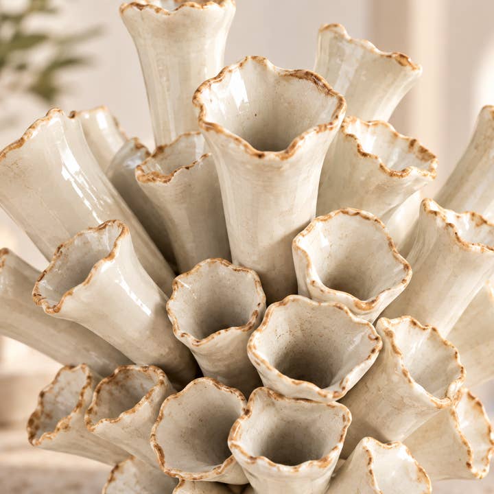 White Ocean Bloom Ceramic Vase