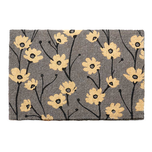 Wild Flowers - Gray Coir Doormat