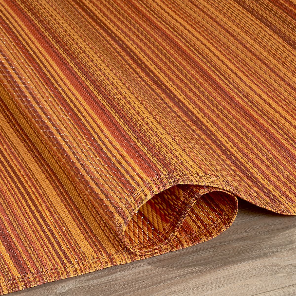 Cancun - Terracotta Striped Outdoor Rug for Patio