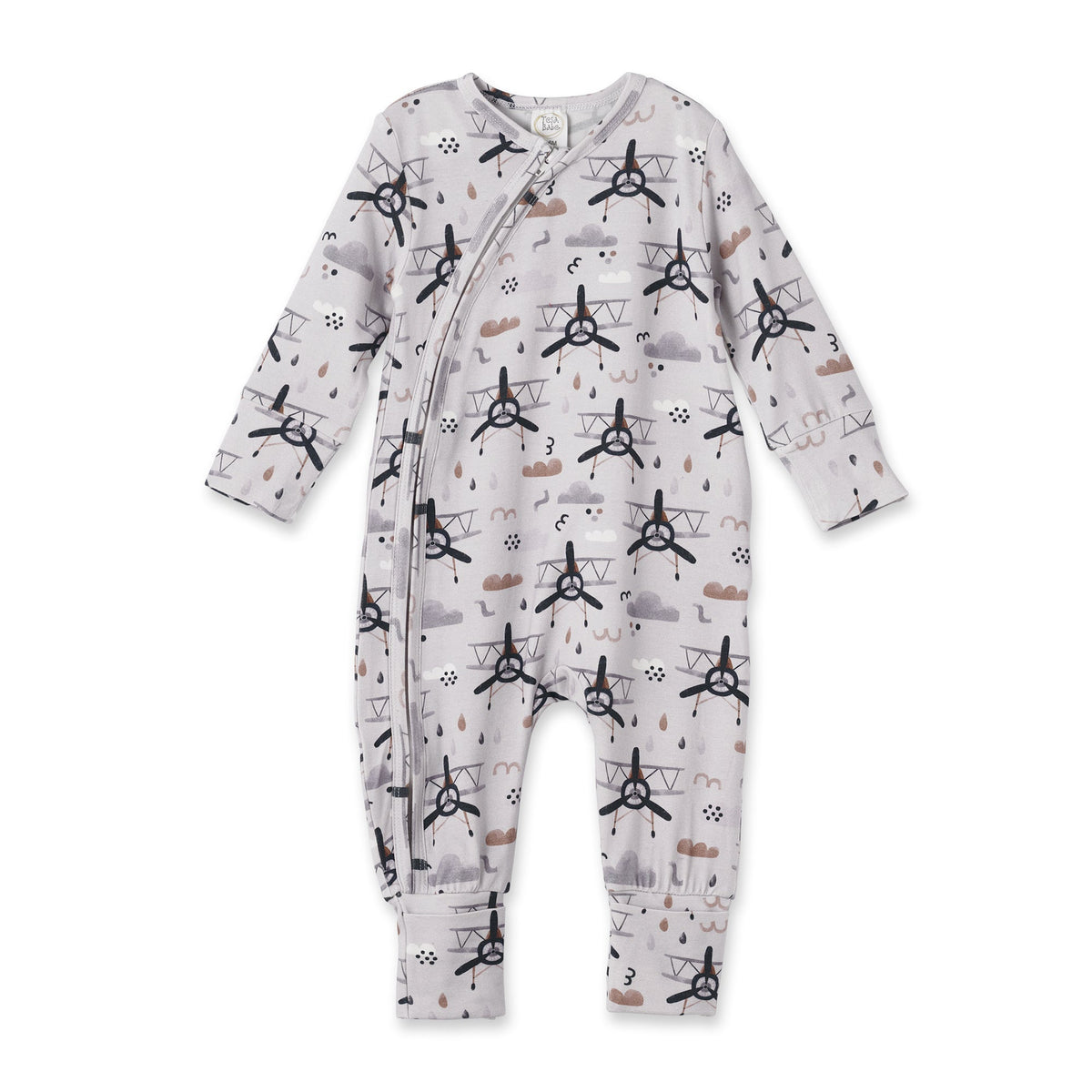 Little Aviator Bamboo Zipper Romper with Convertible Cuffs