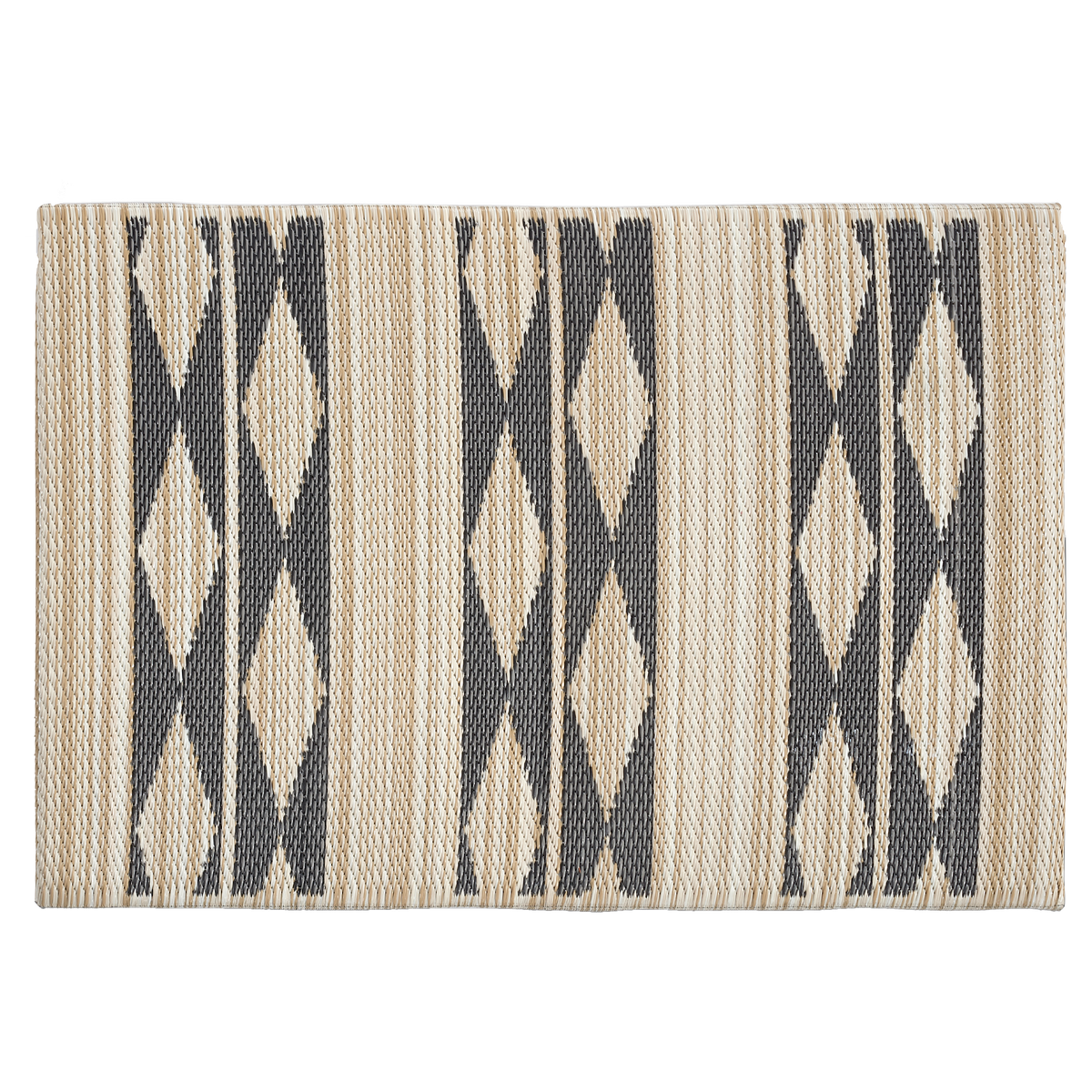 Zerbino da esterno Cairo naturale e nero – 60 x 90 cm, antiscivolo, plastica riciclata