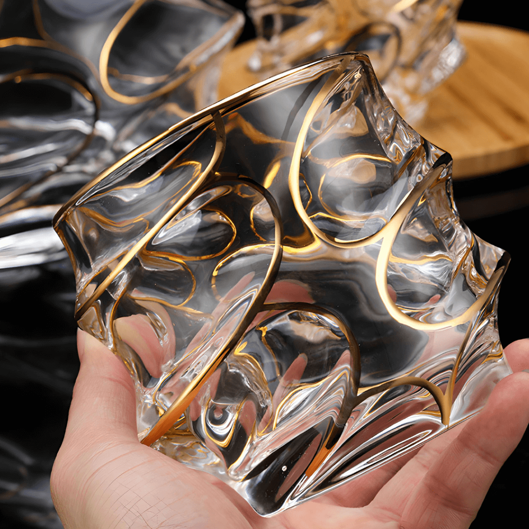 Verre à whisky en cristal japonais Gold Line Storm