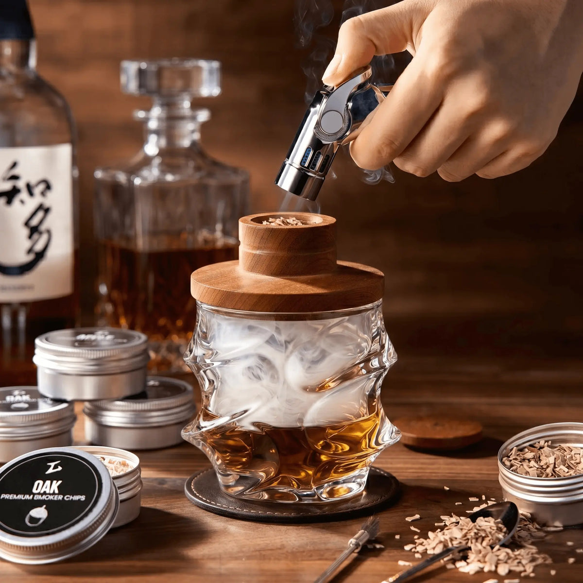 Kit de fumage Tsuki pour whisky et cocktail (ensemble Storm)