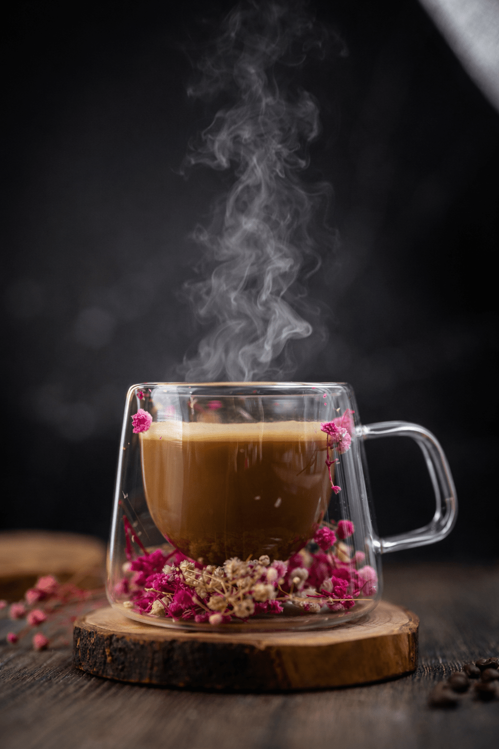 Double Glass Handcrafted Flower Glass Cup Mugs with Dried Flowers - Unique Floral Tea & Coffee Mug
