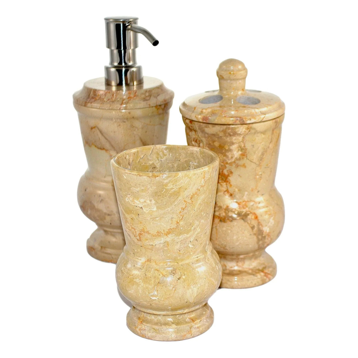 Set da bagno 3 pezzi in marmo beige Sahara